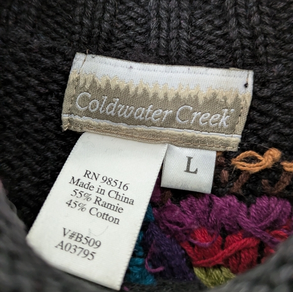 Vintage Coldwater Creek Patchwork Crochet Granny Square Knit Sweater - Picture 7 of 9